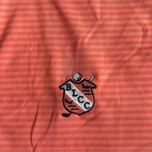 FootJoy FJ Polo Men's Large Striped Red "BLCC" Golf Performance Stretch Shirt - Picture 4 of 12